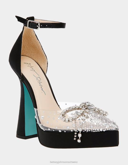 Frauen Betsey Johnson Schatz schwarzer Satin Schuhe ZJFF85