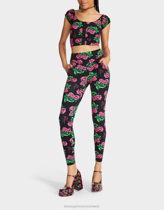 Frauen Betsey Johnson Second-Skin-Leggings im 80er-Jahre-Bash Rose Kleidung ZJFF306
