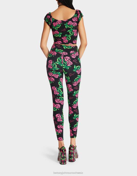 Frauen Betsey Johnson Second-Skin-Leggings im 80er-Jahre-Bash Rose Kleidung ZJFF306