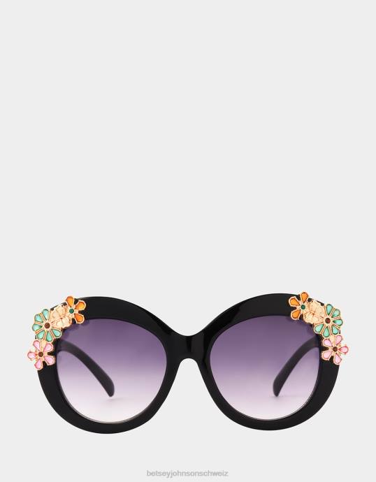 Frauen Betsey Johnson Sonnenbrille für die Gartenparty Schwarz Zubehör ZJFF376