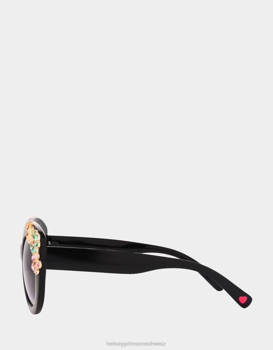 Frauen Betsey Johnson Sonnenbrille für die Gartenparty Schwarz Zubehör ZJFF376