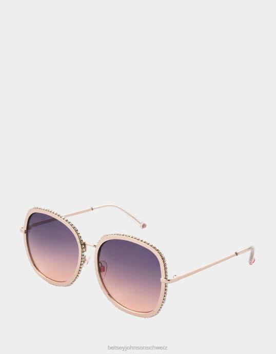 Frauen Betsey Johnson Sonnenbrille mit allem Drum und Dran Gold Zubehör ZJFF379