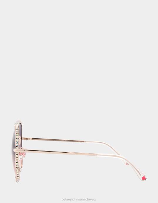 Frauen Betsey Johnson Sonnenbrille mit allem Drum und Dran Gold Zubehör ZJFF379