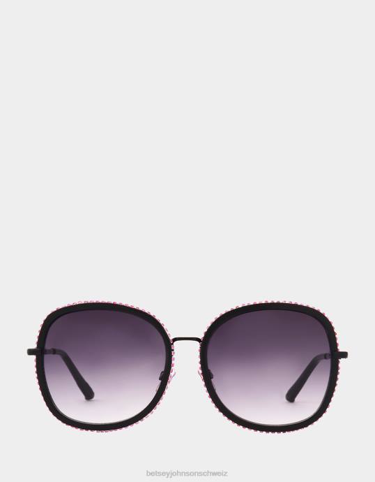 Frauen Betsey Johnson Sonnenbrille mit allem Drum und Dran Schwarz Zubehör ZJFF383