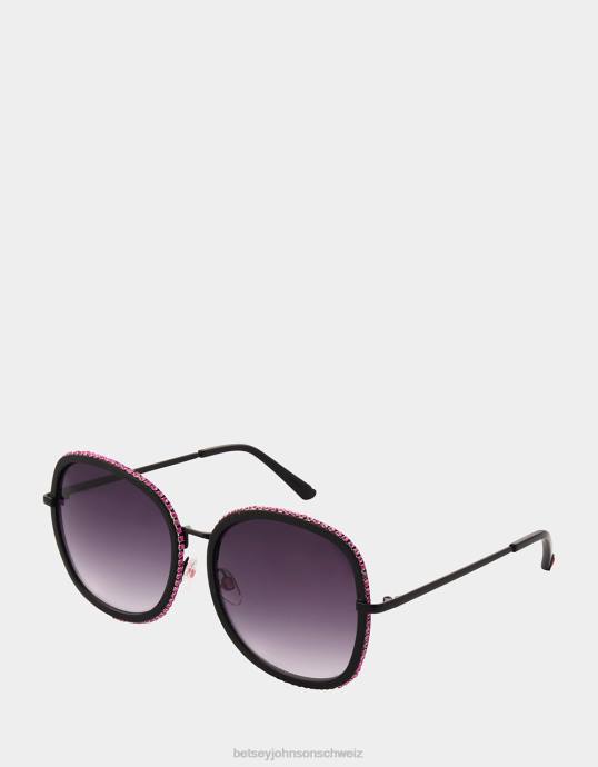 Frauen Betsey Johnson Sonnenbrille mit allem Drum und Dran Schwarz Zubehör ZJFF383