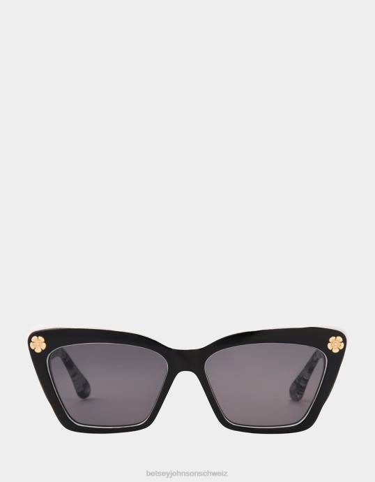 Frauen Betsey Johnson Sonnenbrille mit kleinen Blütenblättern Schwarz Zubehör ZJFF392