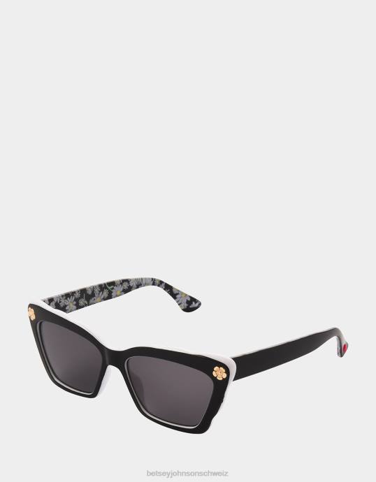 Frauen Betsey Johnson Sonnenbrille mit kleinen Blütenblättern Schwarz Zubehör ZJFF392