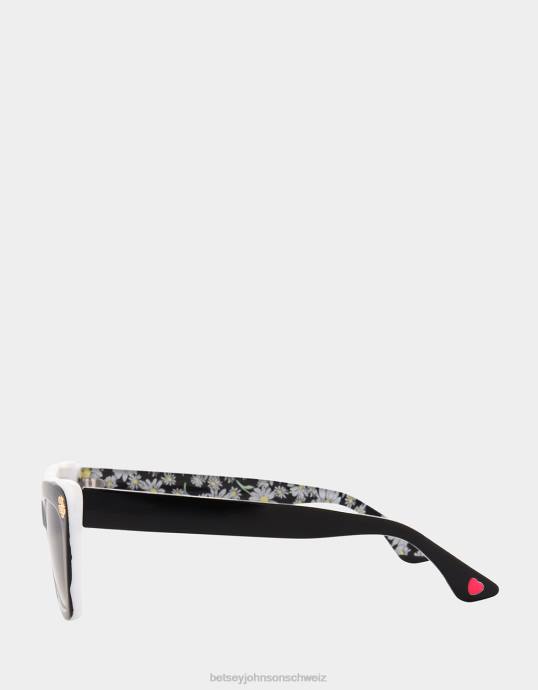 Frauen Betsey Johnson Sonnenbrille mit kleinen Blütenblättern Schwarz Zubehör ZJFF392