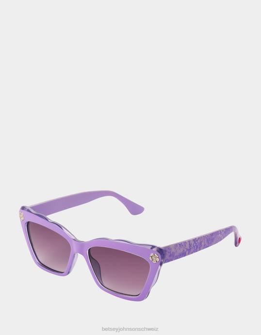 Frauen Betsey Johnson Sonnenbrille mit kleinen Blütenblättern lila Zubehör ZJFF382