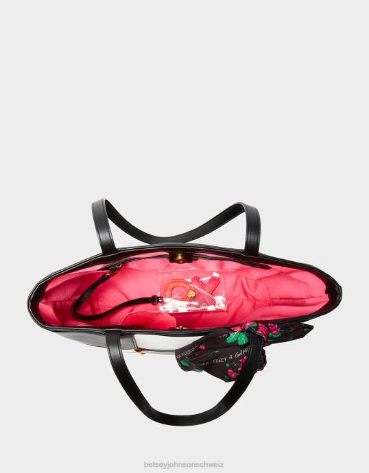 Frauen Betsey Johnson Tic Tac Tote (mit Spielsteinen) Schwarz-Weiss Zubehör ZJFF229