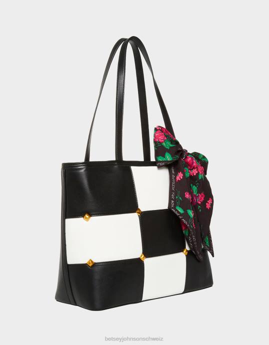 Frauen Betsey Johnson Tic Tac Tote (mit Spielsteinen) Schwarz-Weiss Zubehör ZJFF229