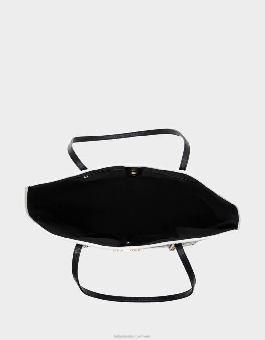 Frauen Betsey Johnson Tote mit Streifenmuster Schwarz-Weiss Zubehör ZJFF252