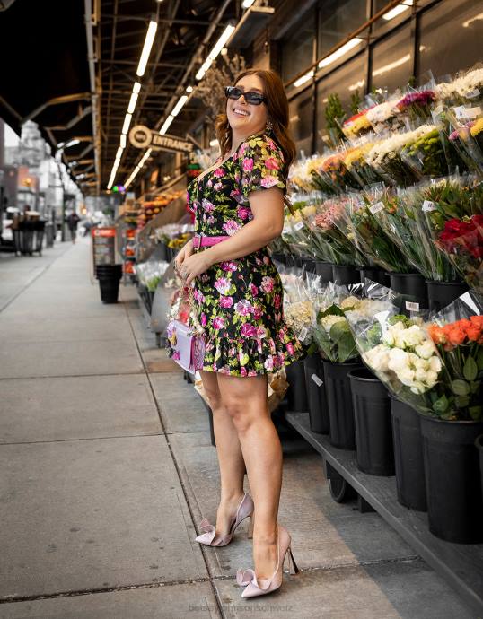 Frauen Betsey Johnson Vintage-Minikleid mit Blumenmuster Schwarz Kleidung ZJFF282