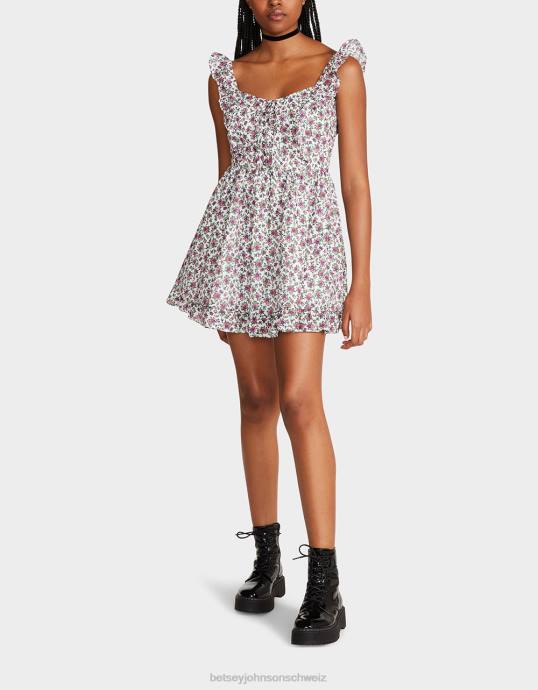Frauen Betsey Johnson Vintage-Minikleid mit Blümchenmuster weiß multi Kleidung ZJFF300