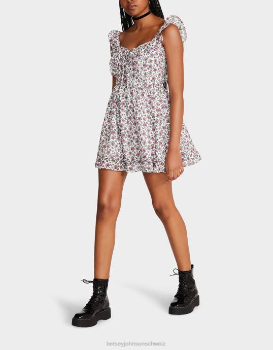 Frauen Betsey Johnson Vintage-Minikleid mit Blümchenmuster weiß multi Kleidung ZJFF300