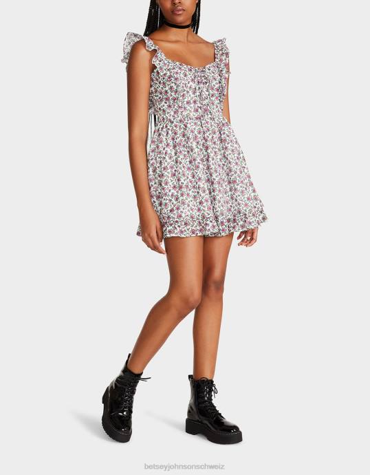 Frauen Betsey Johnson Vintage-Minikleid mit Blümchenmuster weiß multi Kleidung ZJFF300