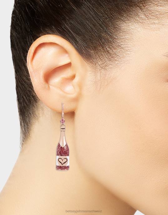 Frauen Betsey Johnson Wein- und Trauben-Mismatch-Ohrringe Rosa Schmuck ZJFF333