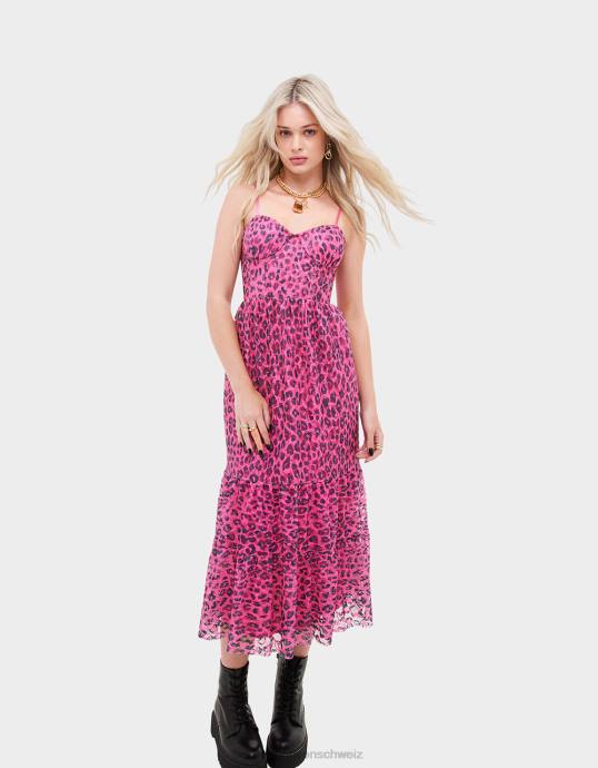 Frauen Betsey Johnson Wild n Out Stretch-Spitzenkorsett Midi heiß Rosa Kleidung ZJFF276