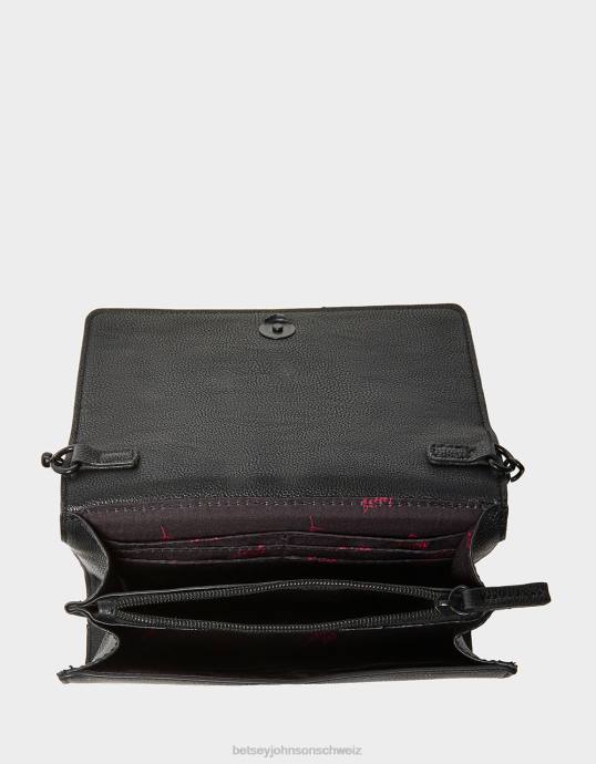 Frauen Betsey Johnson XO-Totenkopf-Umhängetasche Schwarz Zubehör ZJFF226