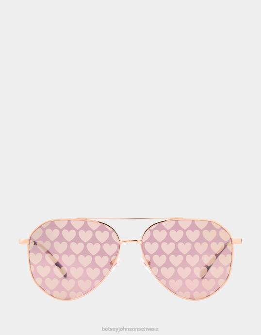 Frauen Betsey Johnson die kleingedruckte Sonnenbrille Gold Zubehör ZJFF374