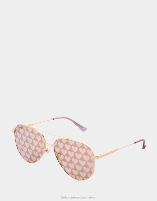 Frauen Betsey Johnson die kleingedruckte Sonnenbrille Gold Zubehör ZJFF374