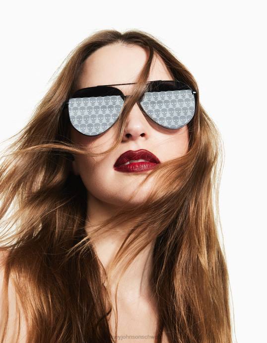 Frauen Betsey Johnson die kleingedruckte Sonnenbrille Schwarz Zubehör ZJFF375