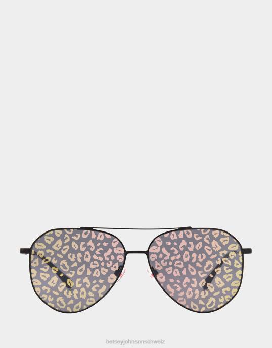 Frauen Betsey Johnson die kleingedruckte Sonnenbrille schwarz/rosa Zubehör ZJFF377