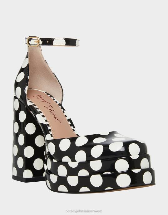 Frauen Betsey Johnson tootsy schwarze Polka Punkt Schuhe ZJFF72