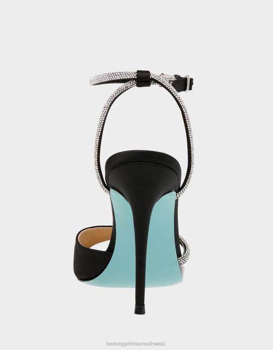 Frauen Betsey Johnson vera schwarzer Satin Schuhe ZJFF142