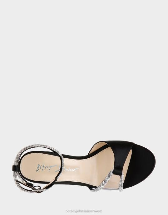 Frauen Betsey Johnson vera schwarzer Satin Schuhe ZJFF142