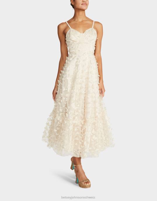 Frauen Betsey Johnson wunderschönes Schmetterlings-Maxikleid Creme Kleidung ZJFF273