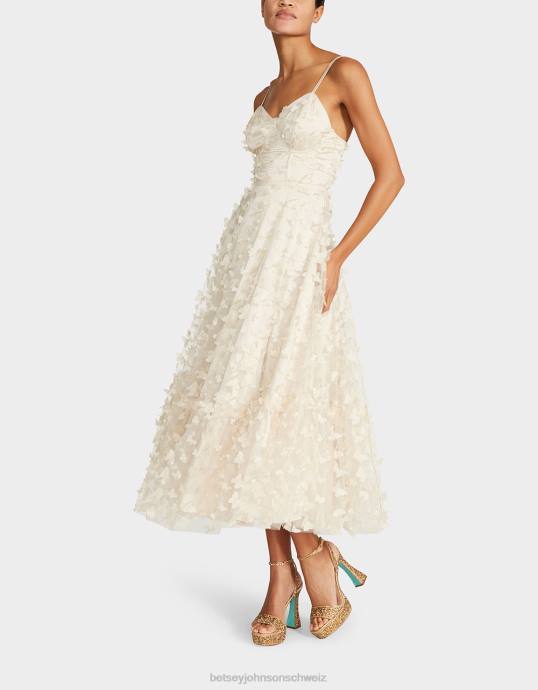 Frauen Betsey Johnson wunderschönes Schmetterlings-Maxikleid Creme Kleidung ZJFF273