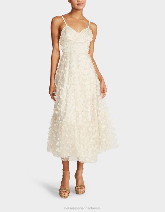 Frauen Betsey Johnson wunderschönes Schmetterlings-Maxikleid Creme Kleidung ZJFF273