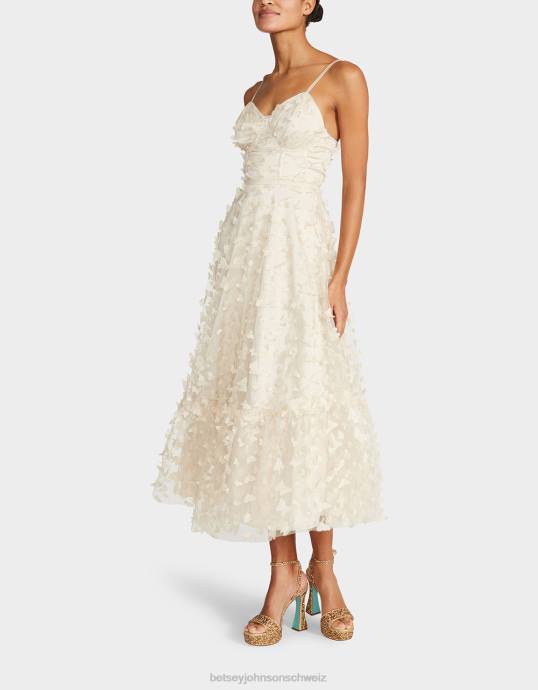 Frauen Betsey Johnson wunderschönes Schmetterlings-Maxikleid Creme Kleidung ZJFF273