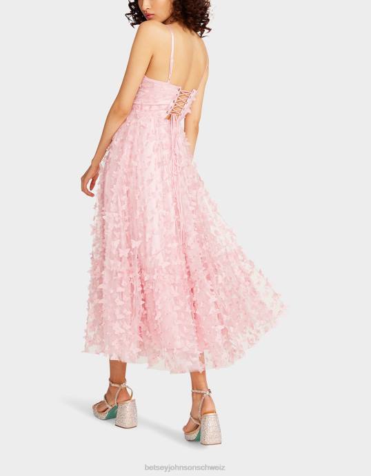 Frauen Betsey Johnson wunderschönes Schmetterlings-Maxikleid Rosa Kleidung ZJFF268