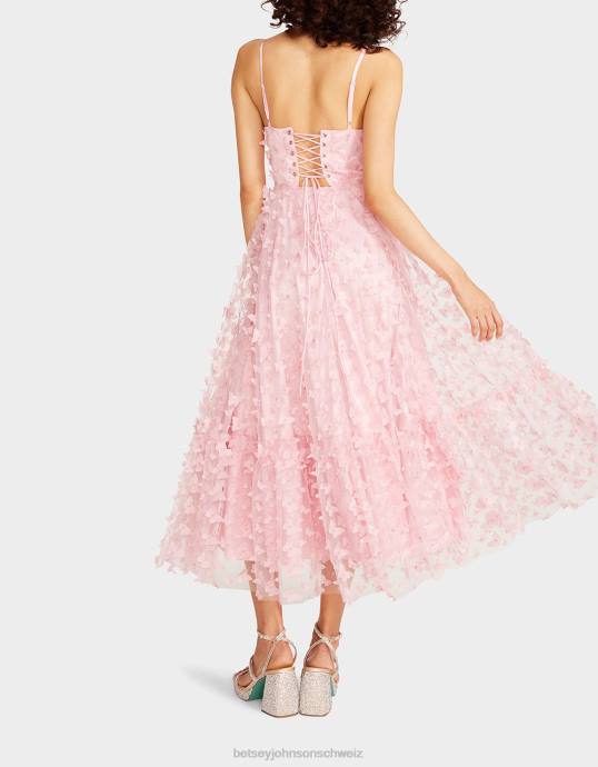 Frauen Betsey Johnson wunderschönes Schmetterlings-Maxikleid Rosa Kleidung ZJFF268