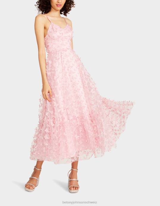 Frauen Betsey Johnson wunderschönes Schmetterlings-Maxikleid Rosa Kleidung ZJFF268