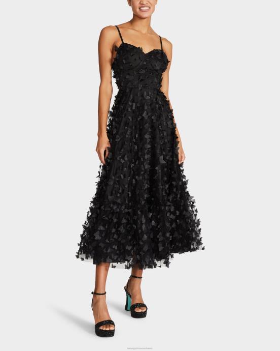 Frauen Betsey Johnson wunderschönes Schmetterlings-Maxikleid Schwarz Kleidung ZJFF275