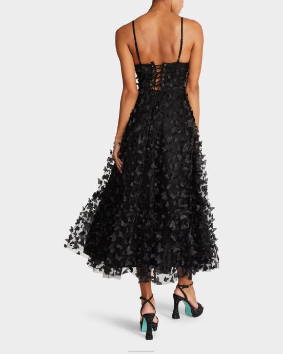 Frauen Betsey Johnson wunderschönes Schmetterlings-Maxikleid Schwarz Kleidung ZJFF275