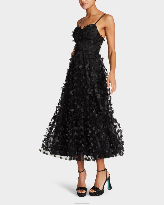 Frauen Betsey Johnson wunderschönes Schmetterlings-Maxikleid Schwarz Kleidung ZJFF275
