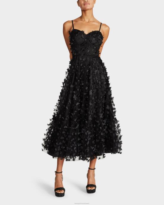 Frauen Betsey Johnson wunderschönes Schmetterlings-Maxikleid Schwarz Kleidung ZJFF275