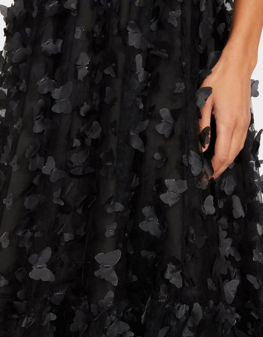 Frauen Betsey Johnson wunderschönes Schmetterlings-Maxikleid Schwarz Kleidung ZJFF275