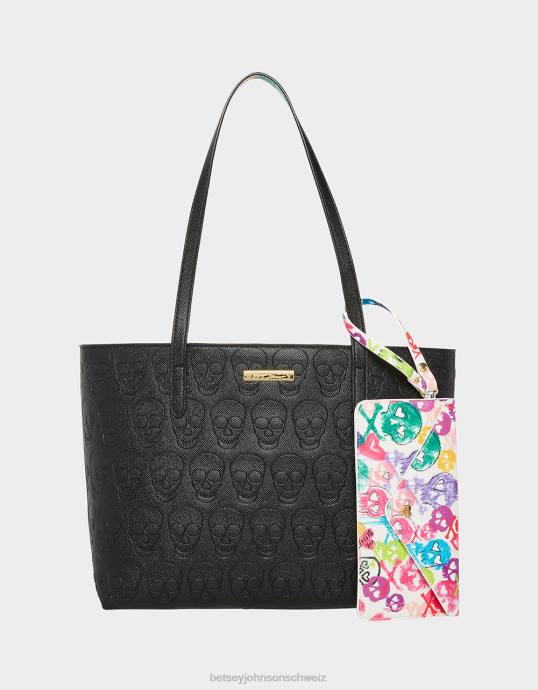 Frauen Betsey Johnson xo Totenkopf-Tasche Schwarz Zubehör ZJFF216