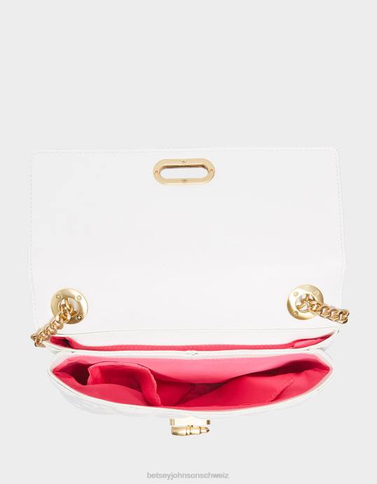 Frauen Betsey Johnson Überschlagtasche mit Totenkopf und Herzen Weiss Zubehör ZJFF228