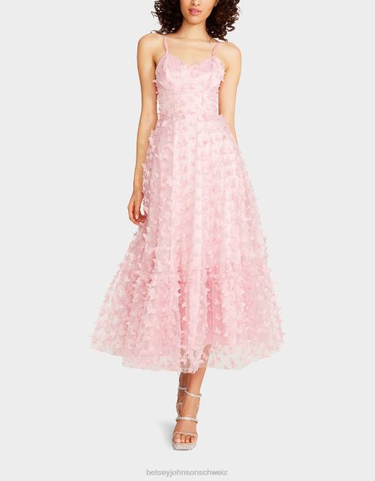 Frauen Betsey Johnson wunderschönes Schmetterlings-Maxikleid Rosa Kleidung ZJFF268