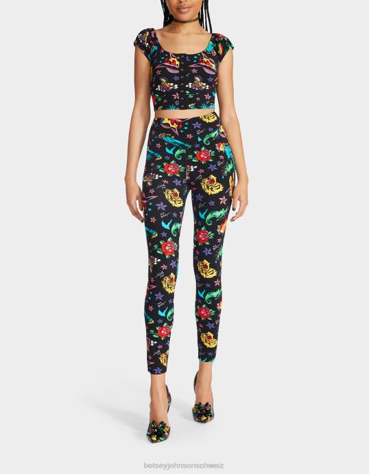 Frauen Betsey Johnson 80. Bash zweites Haut-Legging-Tattoo Tattoo Pri Kleidung ZJFF287