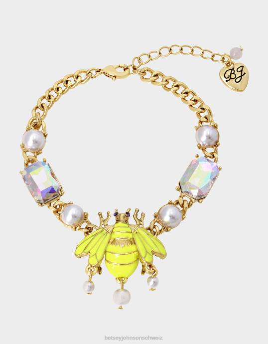 Frauen Betsey Johnson Flower Show Biene Flex-Armband Gelb Schmuck ZJFF352