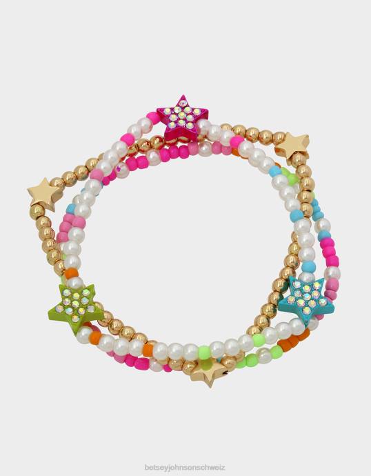 Frauen Betsey Johnson Kidult Kitsch Sternperlenarmband multi Schmuck ZJFF358