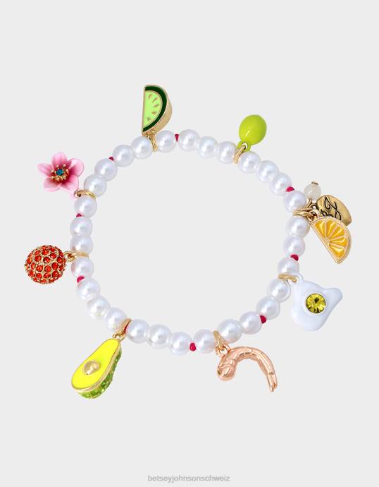 Frauen Betsey Johnson Stretch-Armband mit Brunch-Charm multi Schmuck ZJFF353