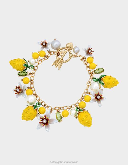 Frauen Betsey Johnson Zitronentropfen-Wackelarmband mit Knebelverschluss Gelb Schmuck ZJFF316